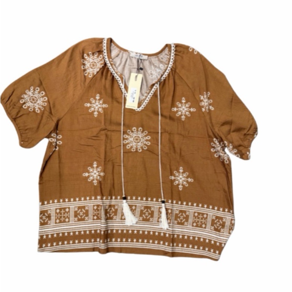 ViVI Brown Embroidered Women's Blouse